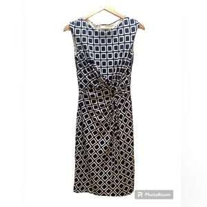 Lauren Ralph Lauren Geometric Print Twist Knot Sheath Dress Size 4
